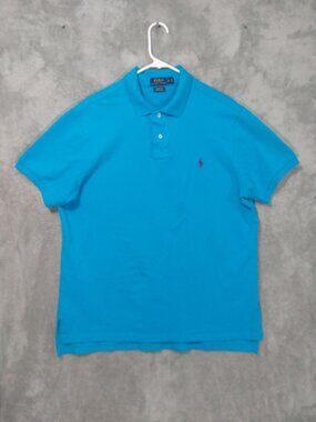 Polo Ralph Lauren Shirt Mens XL Blue Custom Fit Stretch Mesh Short Sleeve